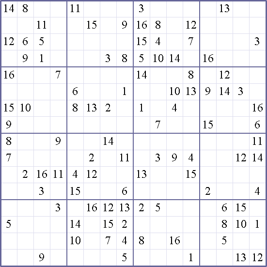 Sudoku Weekly Free Online Printable Sudoku Games 16x16 Crazy Puzzle