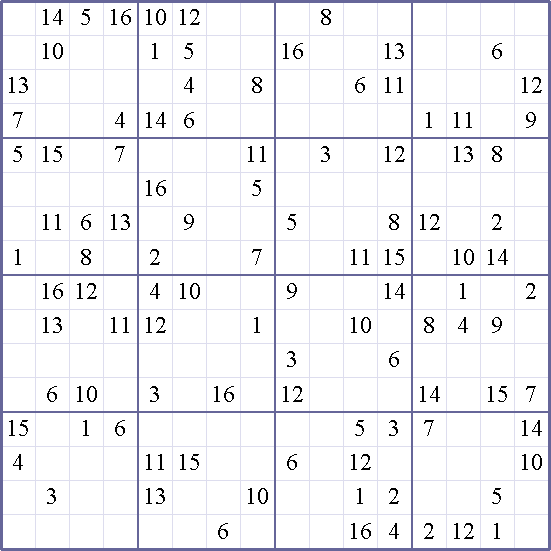 Sudoku Weekly Free Online Printable Sudoku Games 16x16 Crazy Puzzle 1871