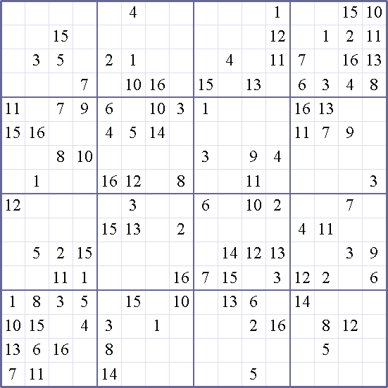 Sudoku Weekly Free Online Printable Sudoku Games! 16x16 crazy Puzzle