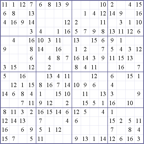 krazydad sudoku 16x16