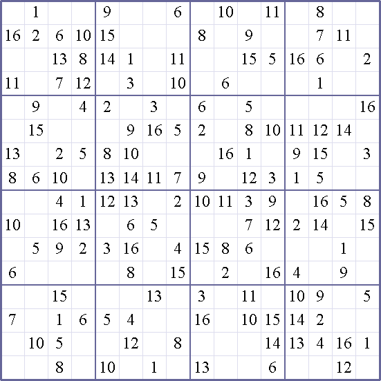 Sudoku Weekly Free Online Printable Sudoku Games! 16x16 easy Puzzle