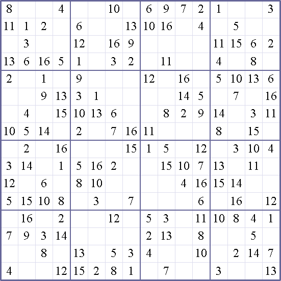 Sudoku Weekly Free Online Printable Sudoku Games! 16x16 easy Puzzle