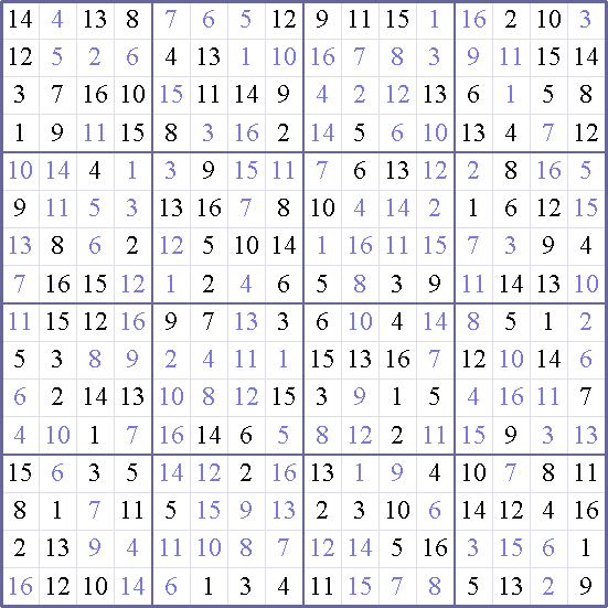 Sudoku Weekly Free Online Printable Sudoku Games! 16x16 medium Solution